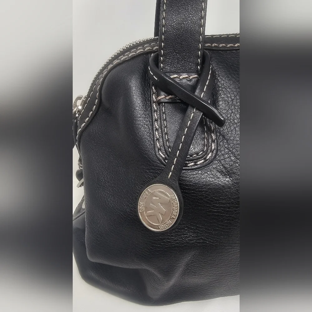 Michael Kors Hudson Large Black Pebbled Leather Shoulder Bag Satchel NWT $398